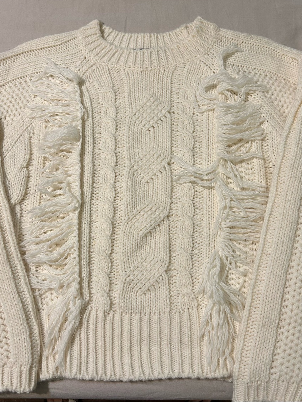 Elsamanda Italian Fringe Cozy Cabincore Wool/Acrylic/Alpaca Blend Sweater Sz M.